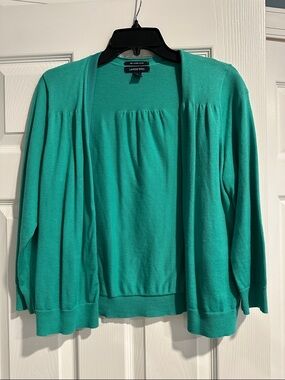 Lands' End Women's Teal Open-Front Cardigan